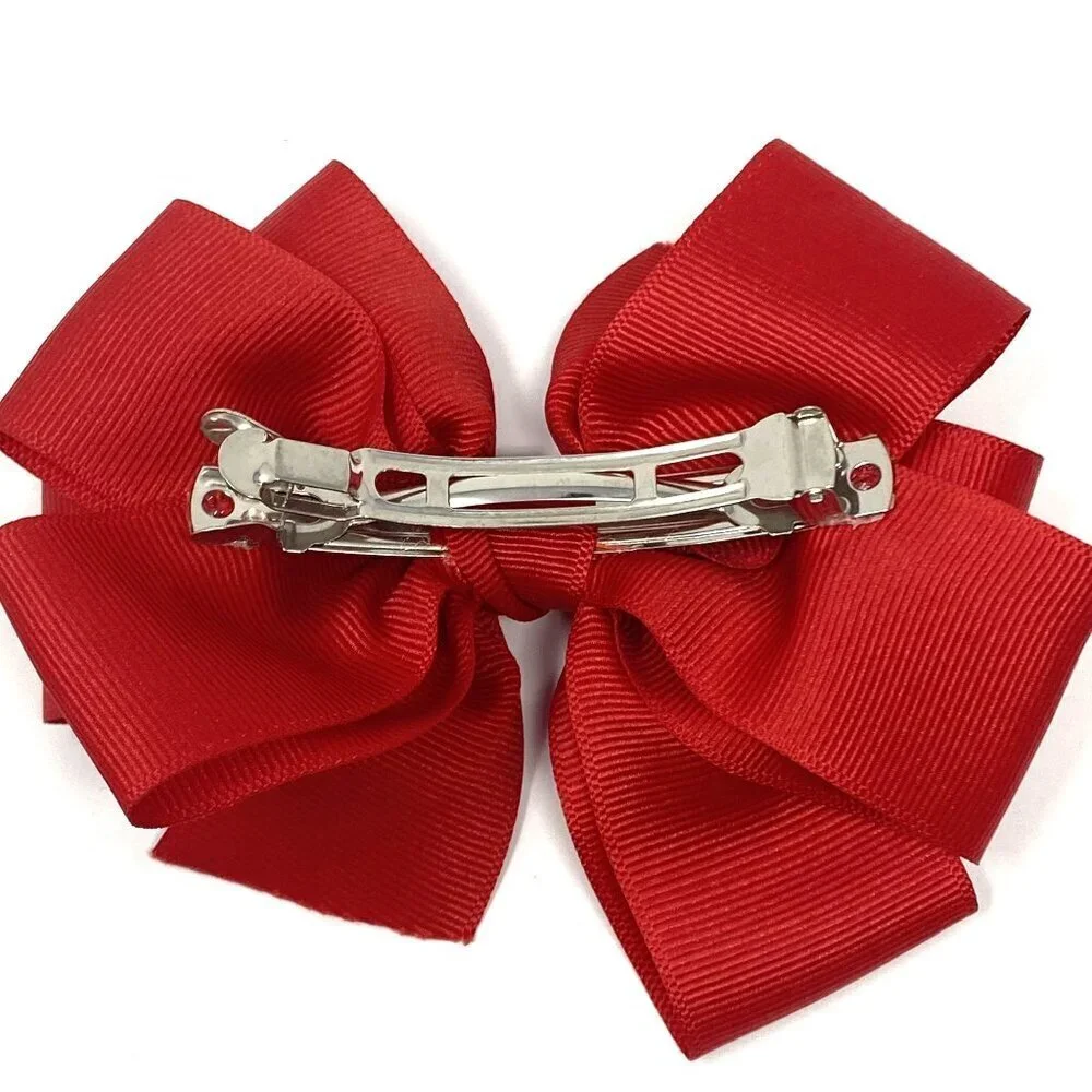 Nordstrom Vintage Preowned Red Grosgrain Ribbon French Barrette Knot Bow